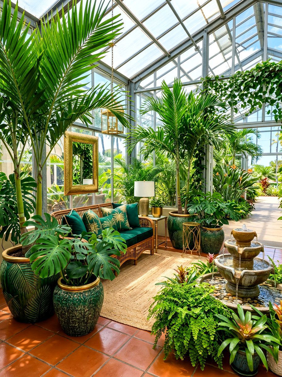Tropical Palm Corner - 30 greenhouse plant layout ideas