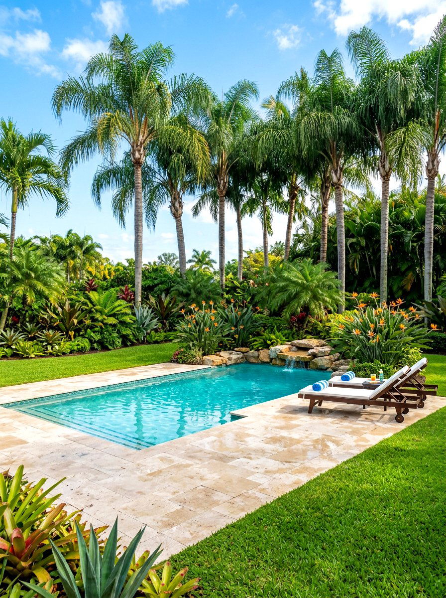 Tropical Palm Landscaping - 30 resort backyard pool ideas