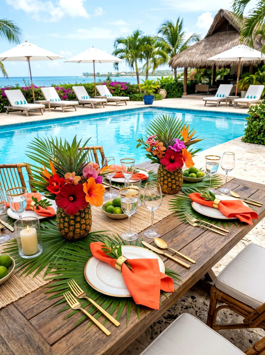 Tropical Palm Leaf Decor - 30 summer table setting ideas