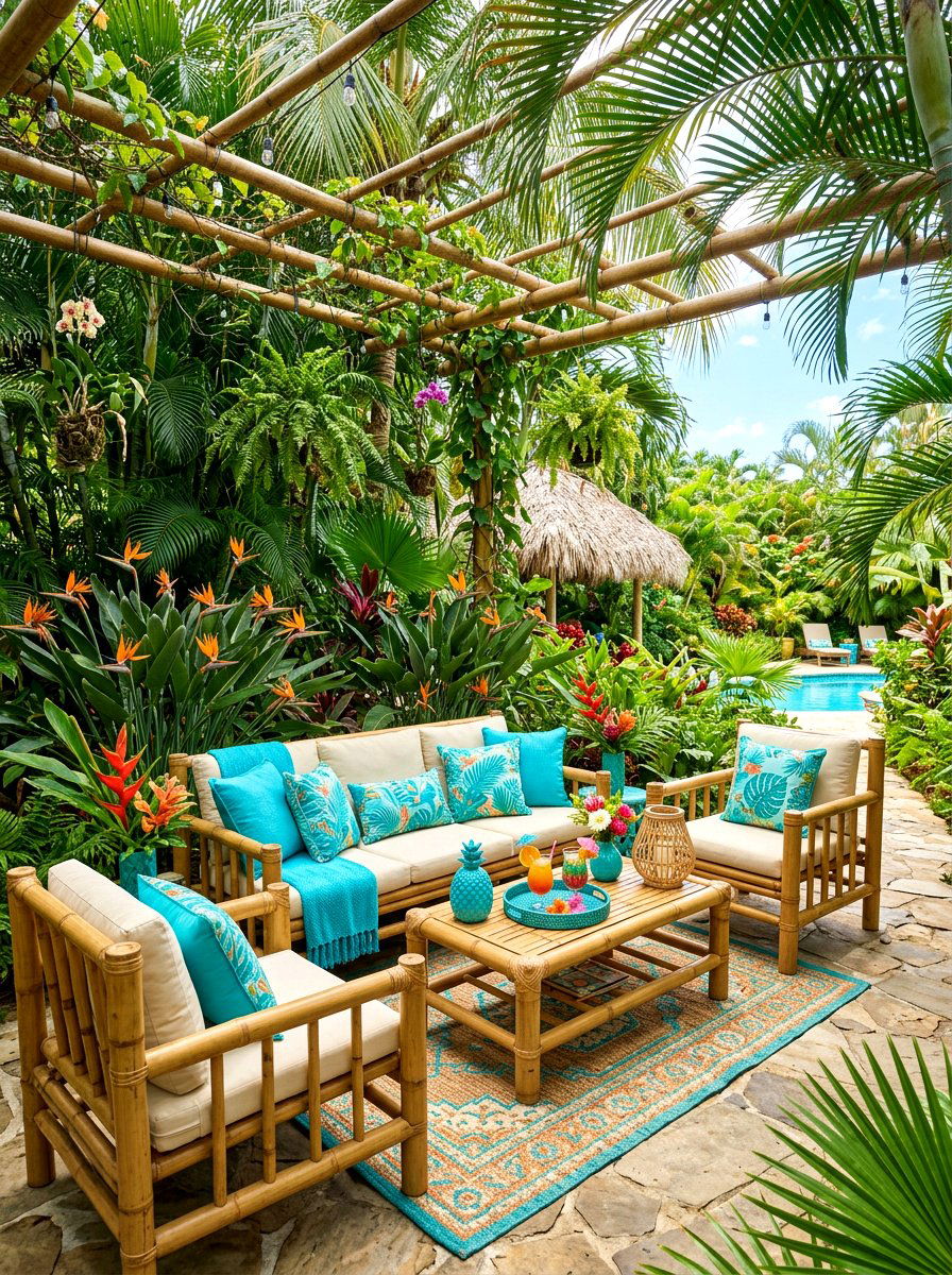 Tropical Palm Patio Decor - 30 patio cafe corner ideas
