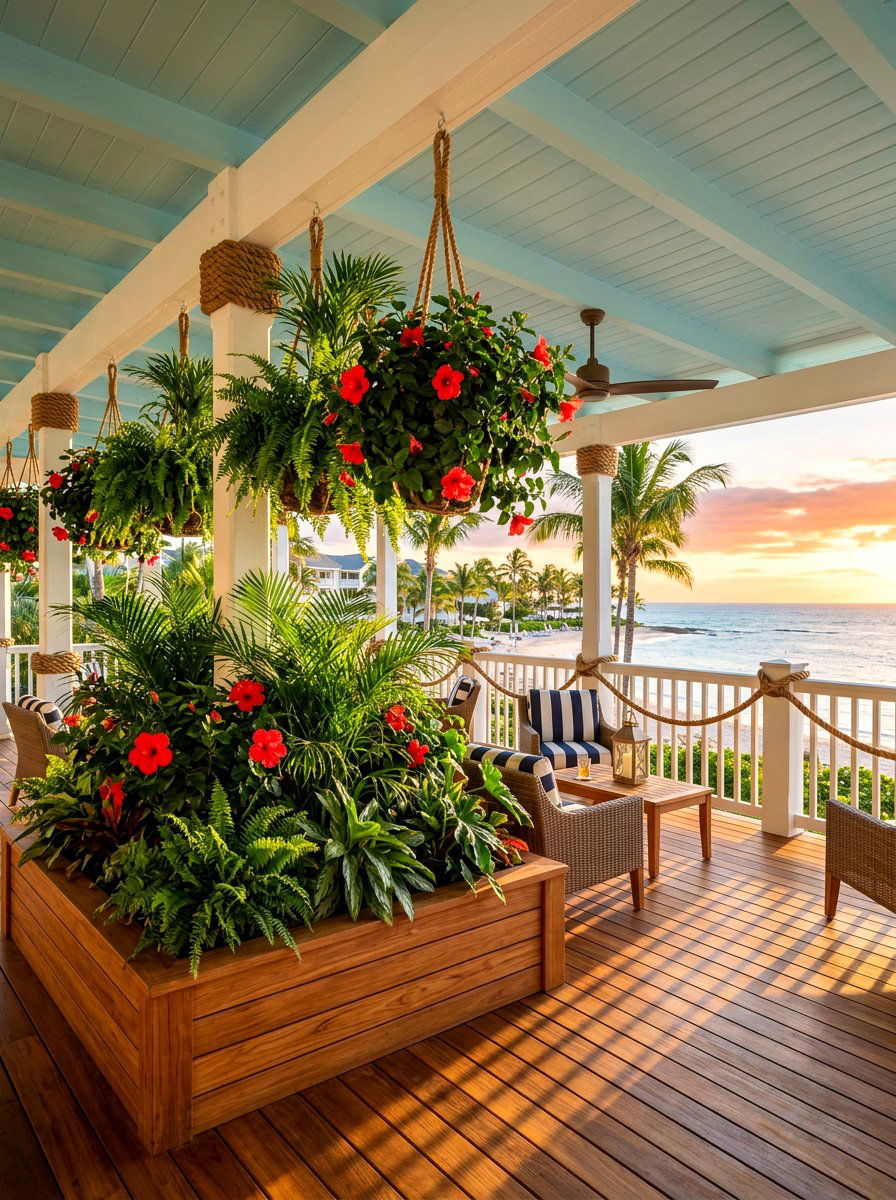 Tropical Palm Porch Planter - 30 porch ceiling planter ideas