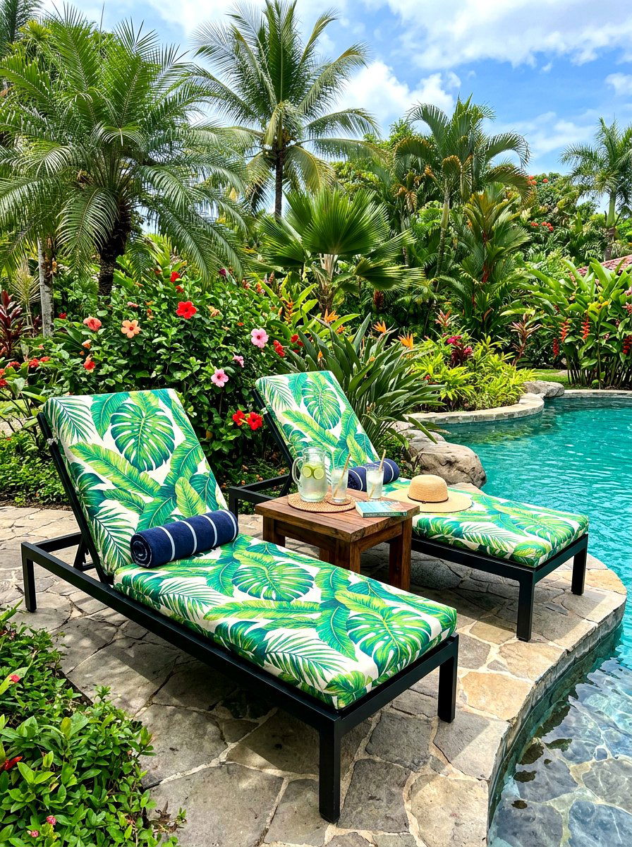 Tropical Palm Print Lounger - 30 luxury sun lounger ideas
