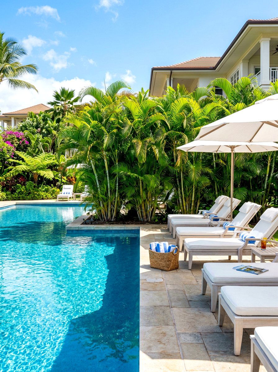 Tropical Palm Screen - 30 living privacy wall ideas