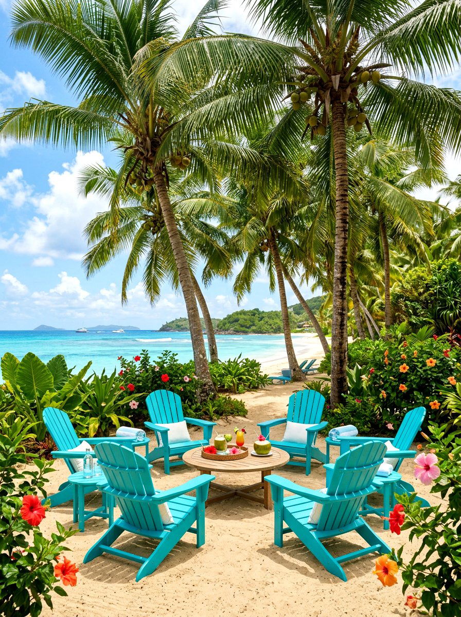 Tropical Palm Shade Lounge - 30 backyard seating circle ideas
