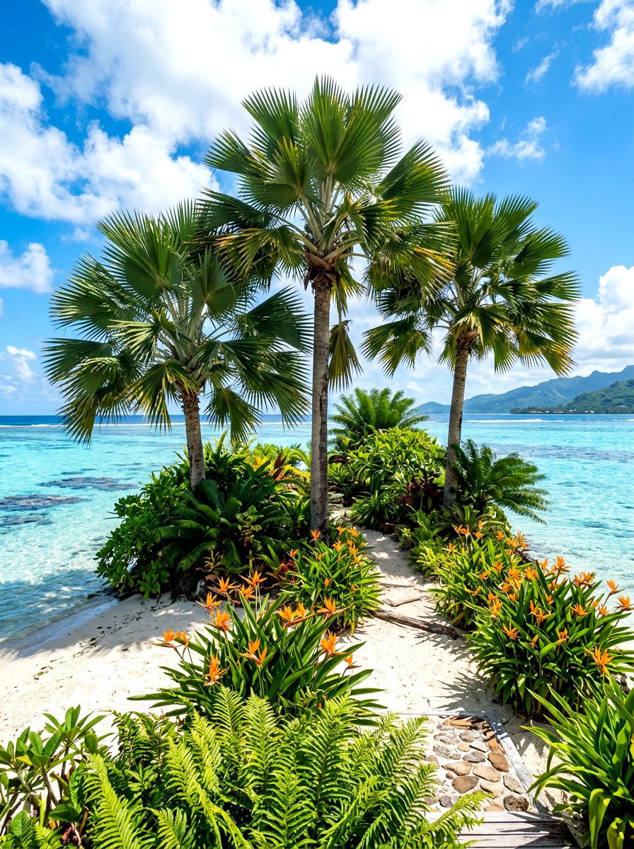 Tropical Palm Tree Island - 30 driveway island landscaping ideas