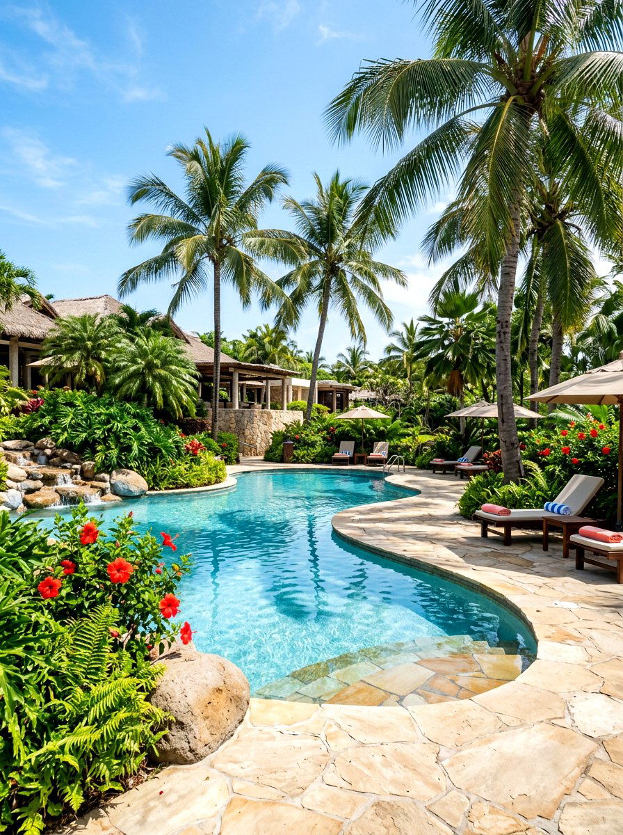 Tropical Palm Tree - 30 pool landscaping ideas