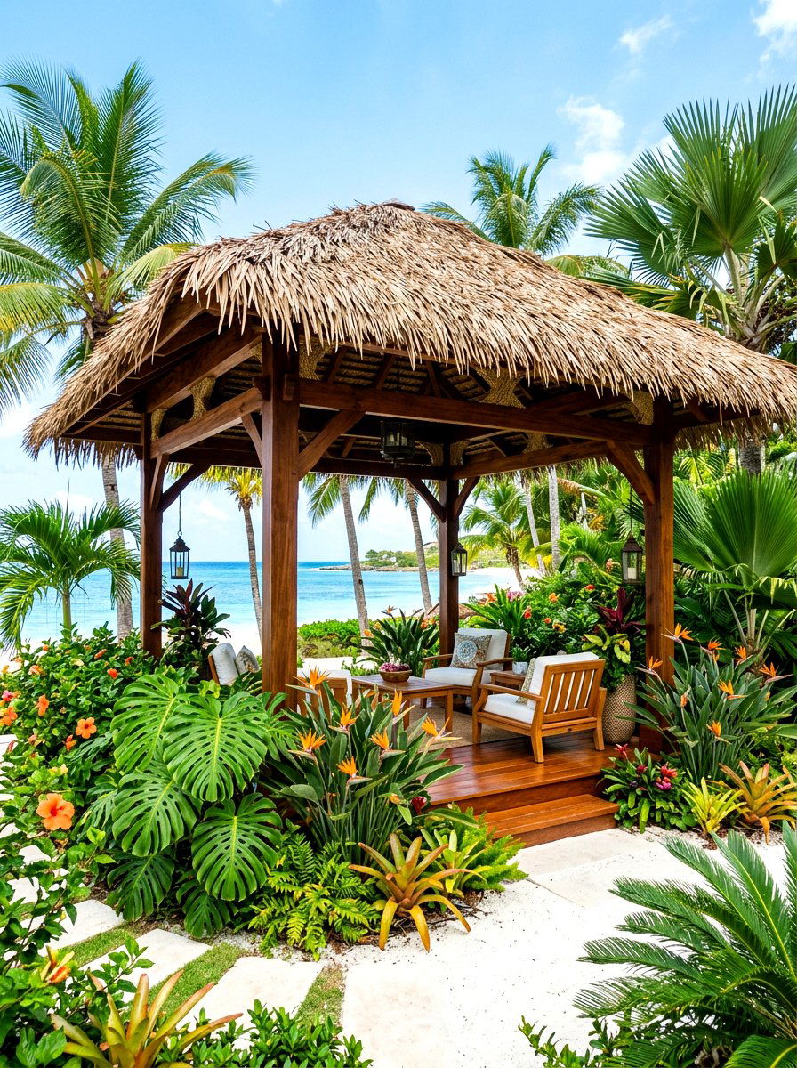 Tropical Palms Gazebo - 30 backyard wedding gazebo ideas