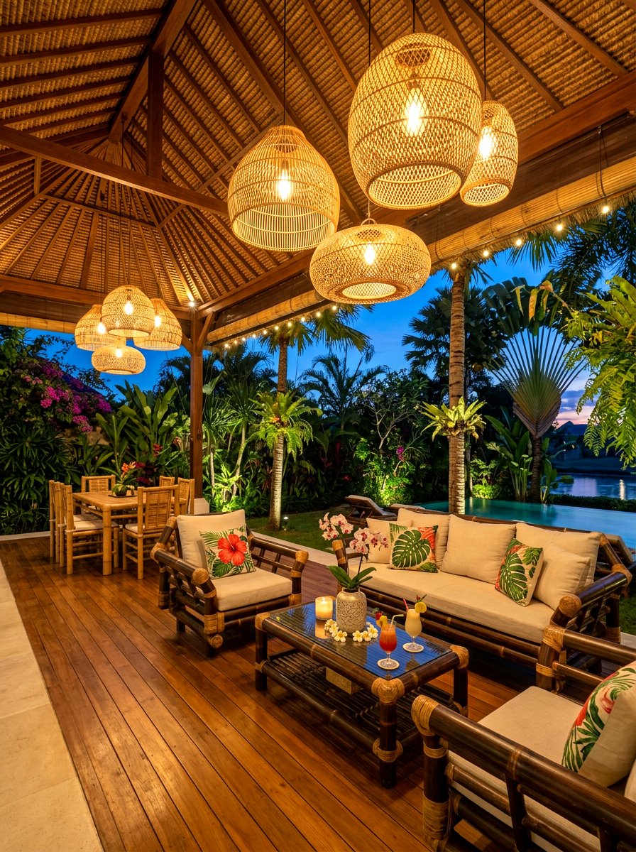 Tropical Patio Lighting - 30 bistro lights patio ideas