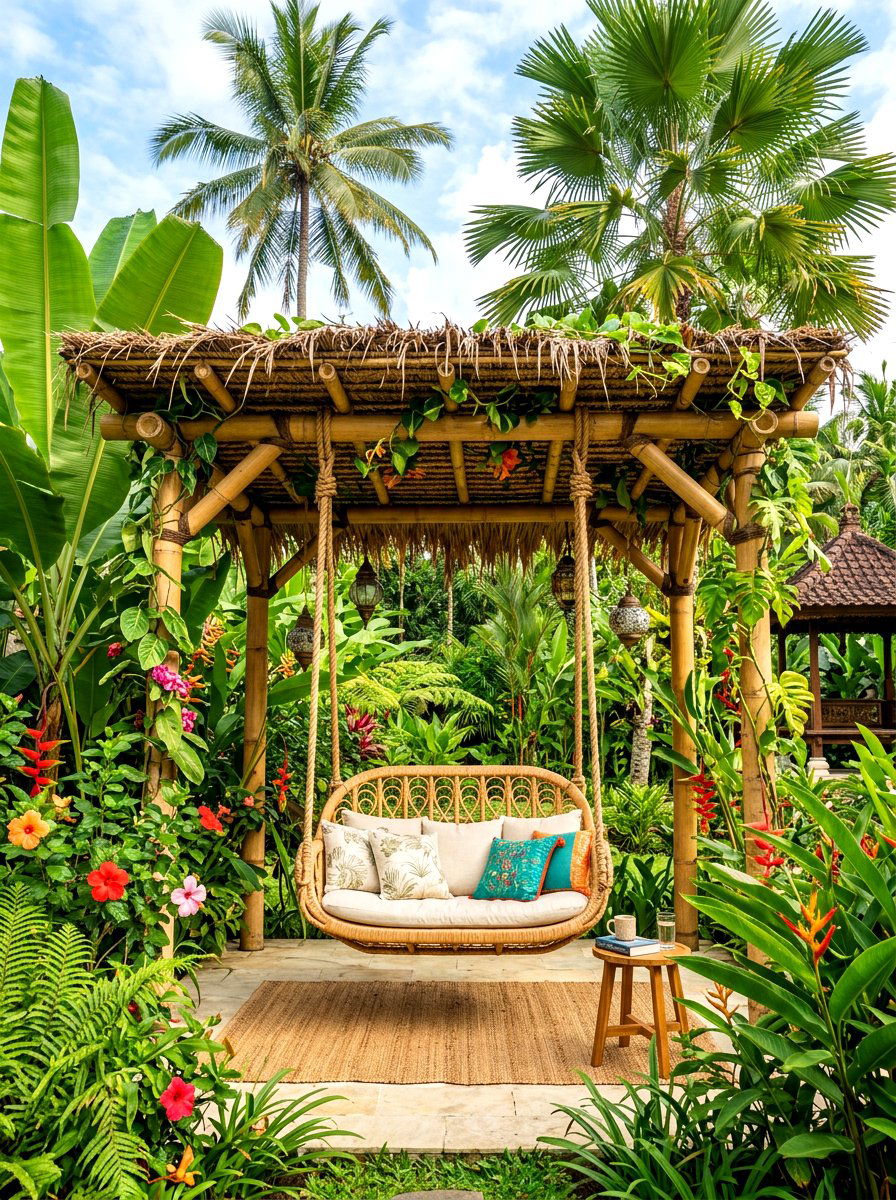 Tropical Pergola Swing - 30 pergola with swings ideas