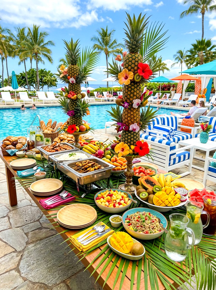 Tropical Pineapple Island Buffet - 30 fruit market tablescape ideas