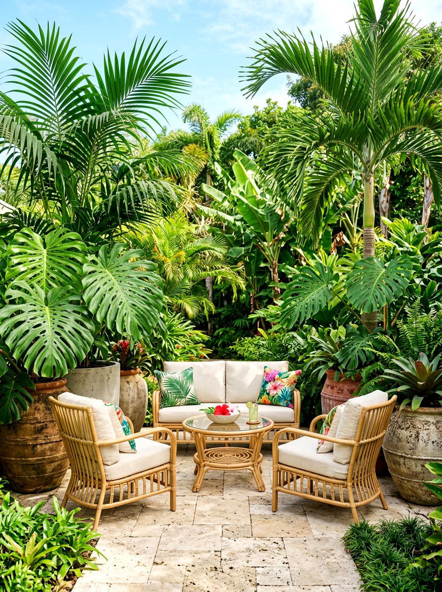 Tropical Plant Arrangement - 30 patio makeover ideas