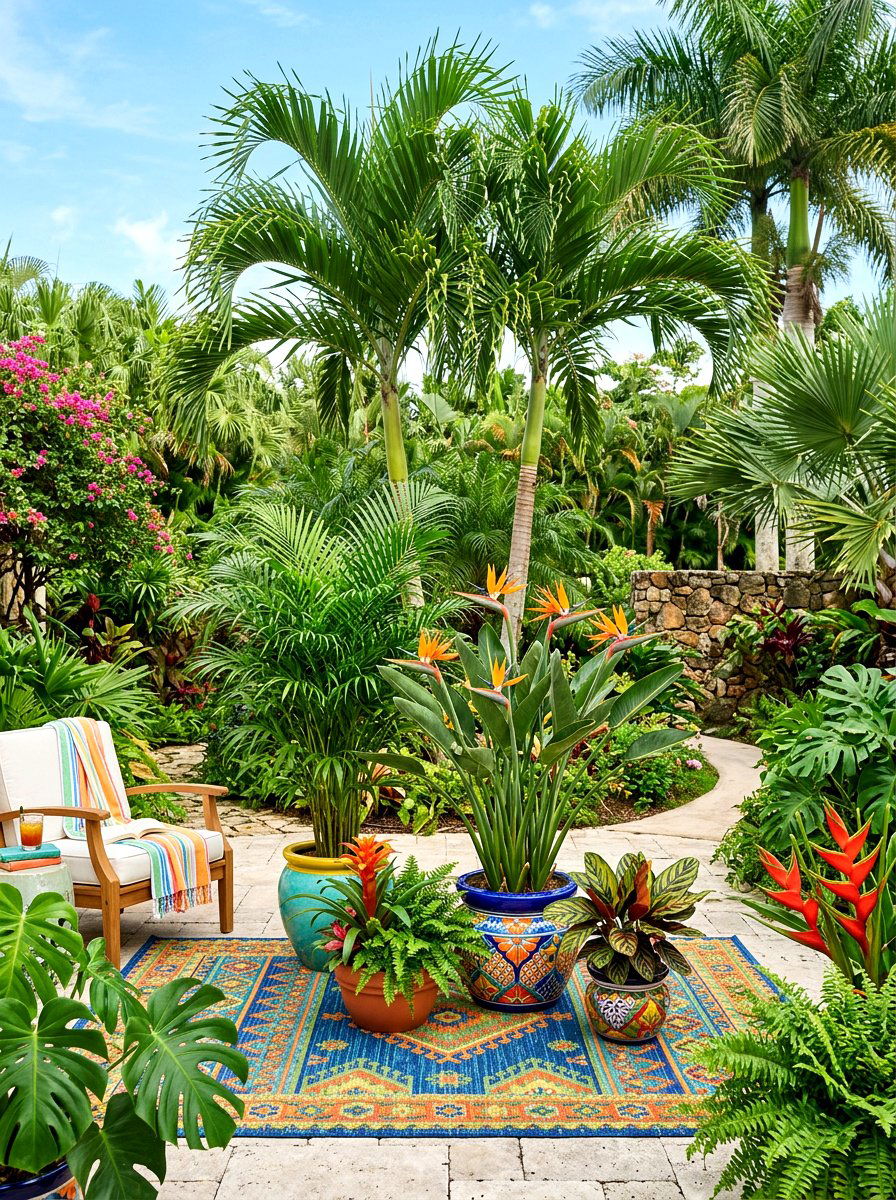 Tropical Plant Arrangement - 30 terrace garden ideas
