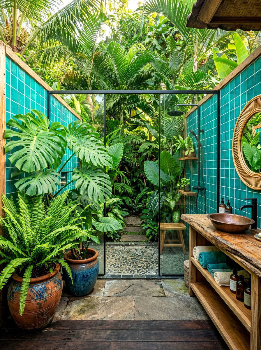 Tropical Plant Bathroom - 30 maximalist bathroom ideas