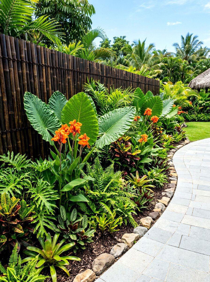 Tropical Plant Border - 30 fence border ideas