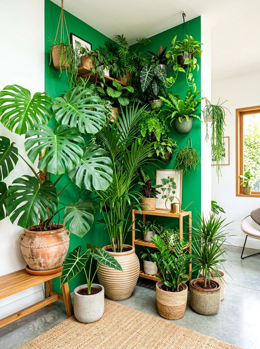 Tropical Plant Corner Wall - 30 vertical garden corner ideas