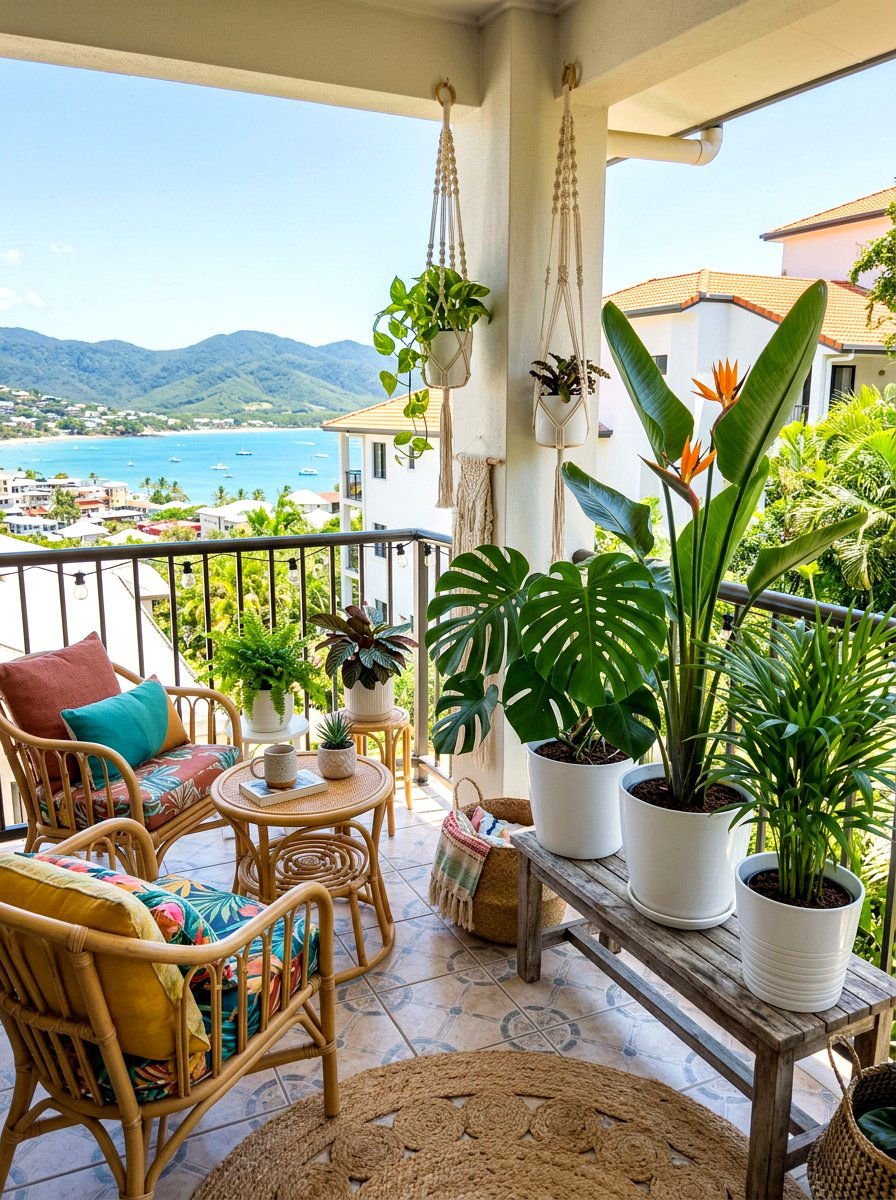 Tropical Plant Oasis - 30 condo balcony garden ideas