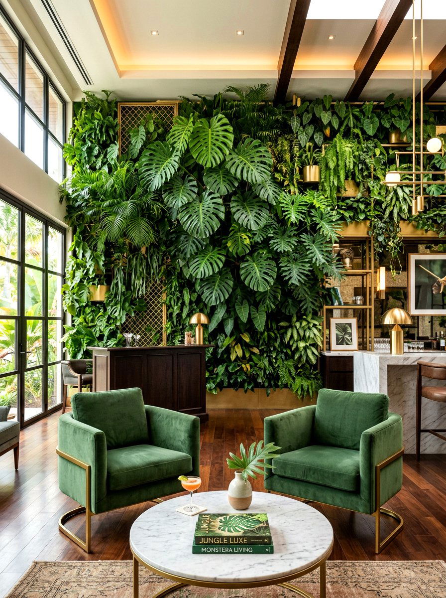 Tropical Plant Wall - 30 green wall ideas