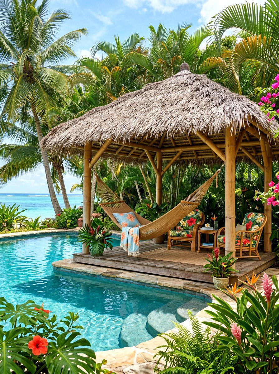 Tropical Pool Hut - 30 pool cabana ideas