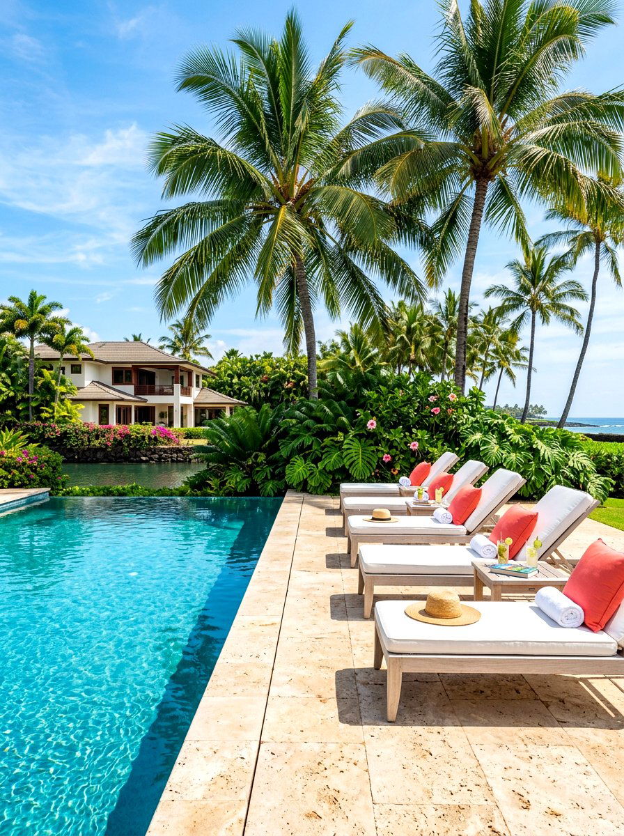 Tropical Poolside Patio - 30 backyard decorating ideas