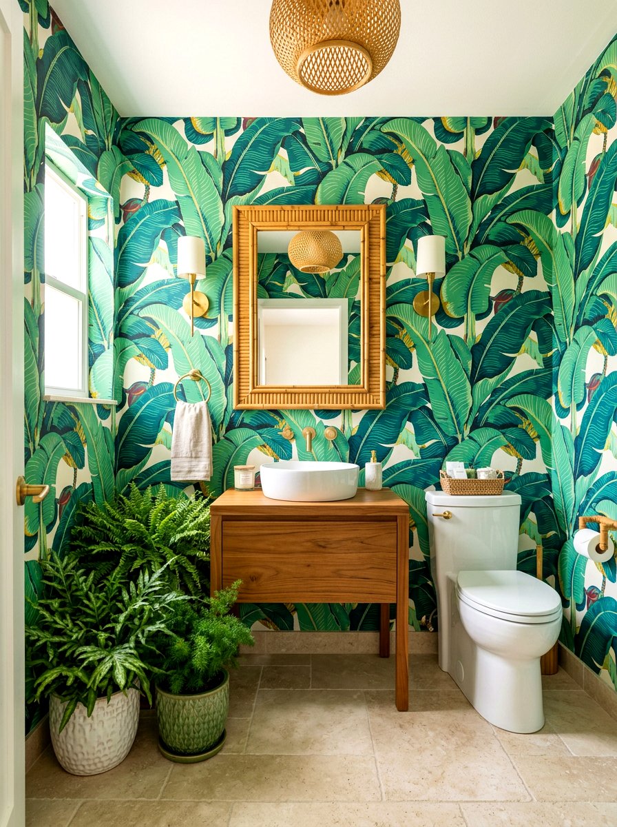 Tropical Powder Room - 30 summer bathroom decor ideas