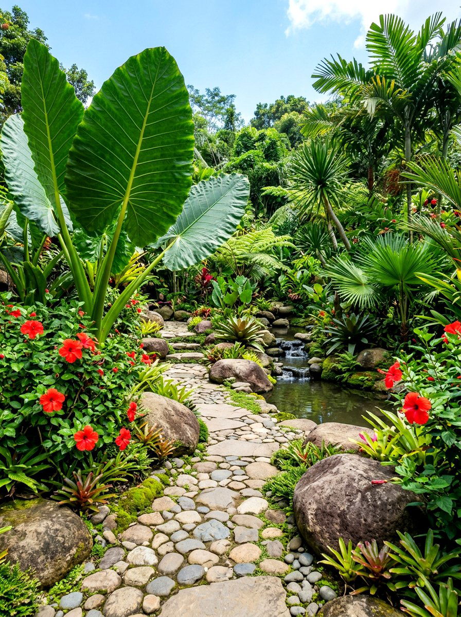 Tropical Rain Garden Landscape - 30 rainwater garden ideas