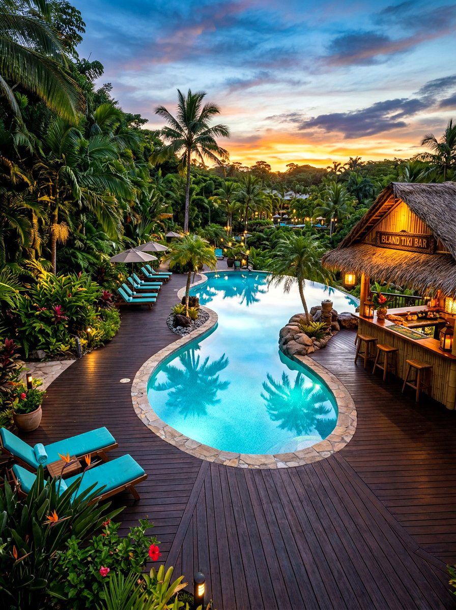 Tropical Resort Pool Deck - 30 pool patio ideas