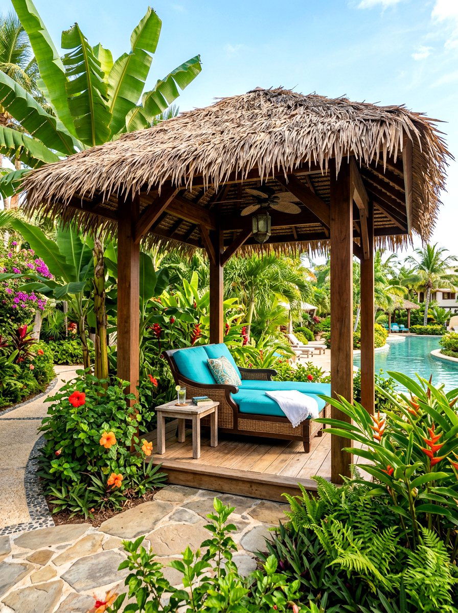 Tropical Resort Style Cabana - 30 pool lounge patio ideas