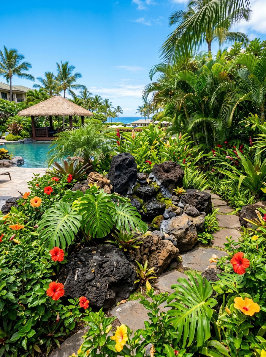 Tropical Rock Arrangement - 30 rock flower bed ideas
