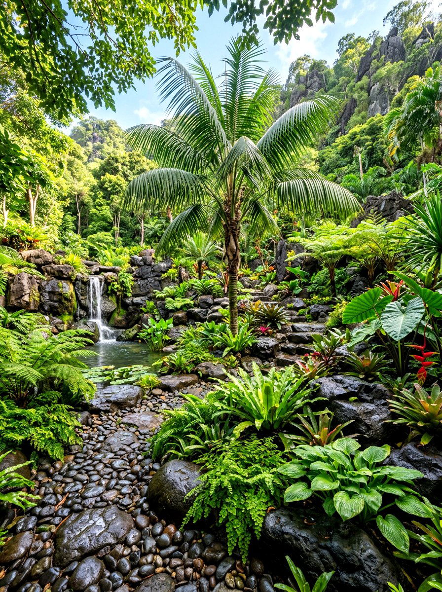Tropical Rock Landscape - 30 front yard rock garden ideas