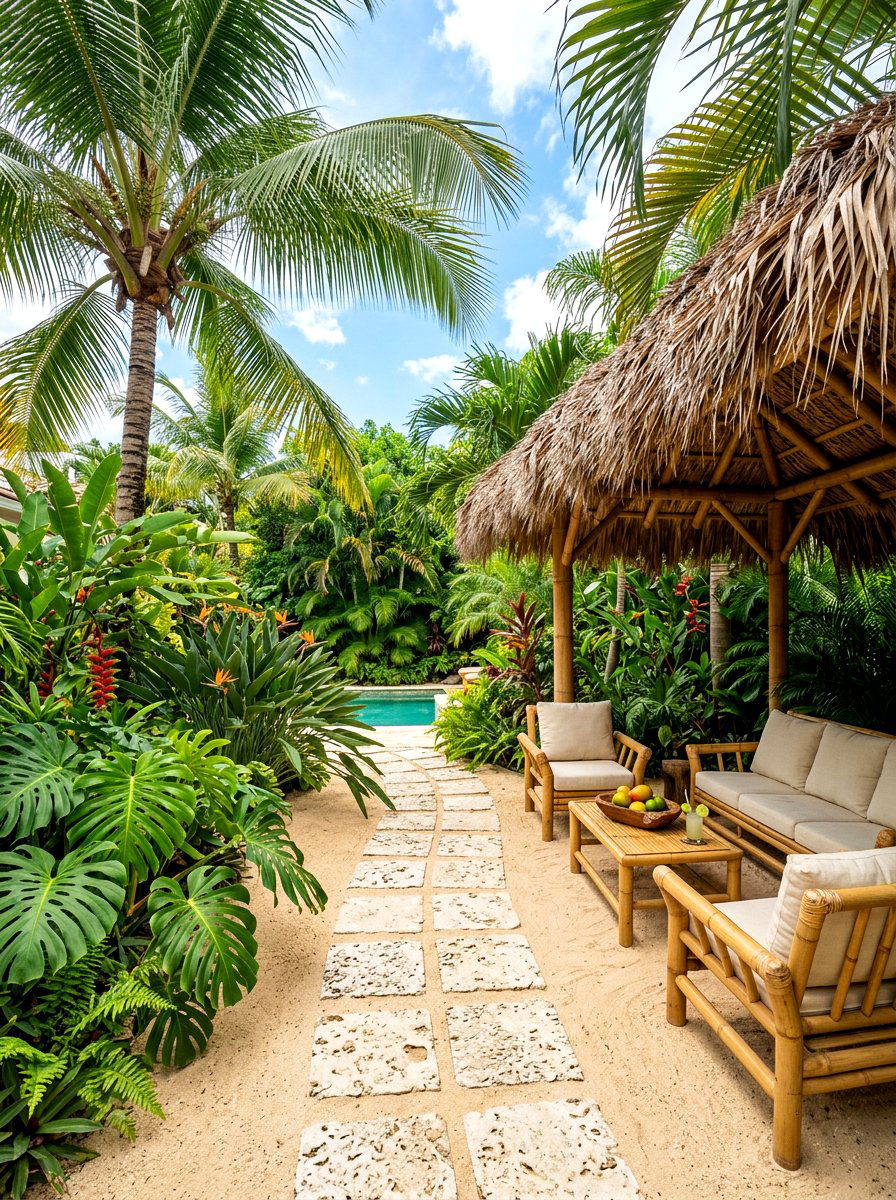 Tropical Sand Toned Patio - 30 sand toned patio ideas
