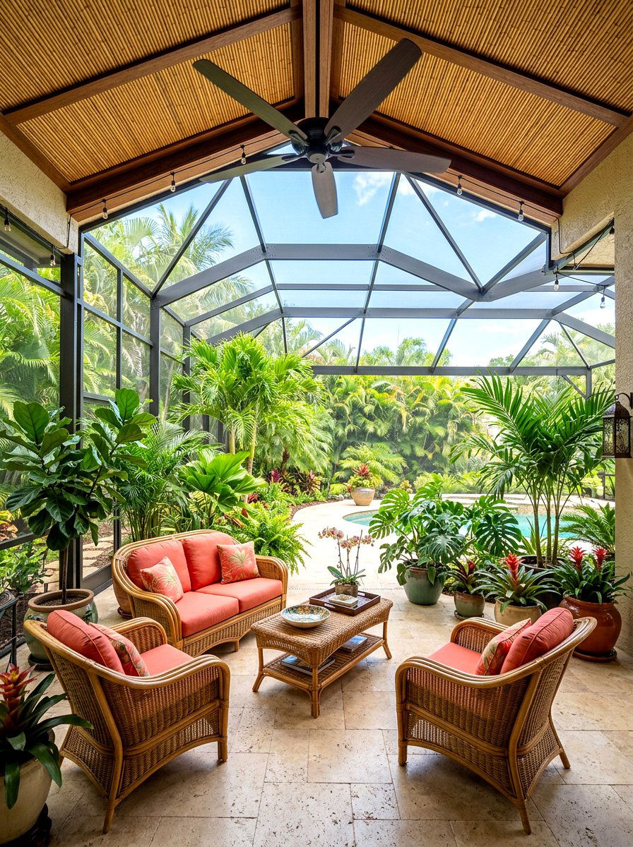 Tropical Screened Enclosure - 30 screened patio ideas