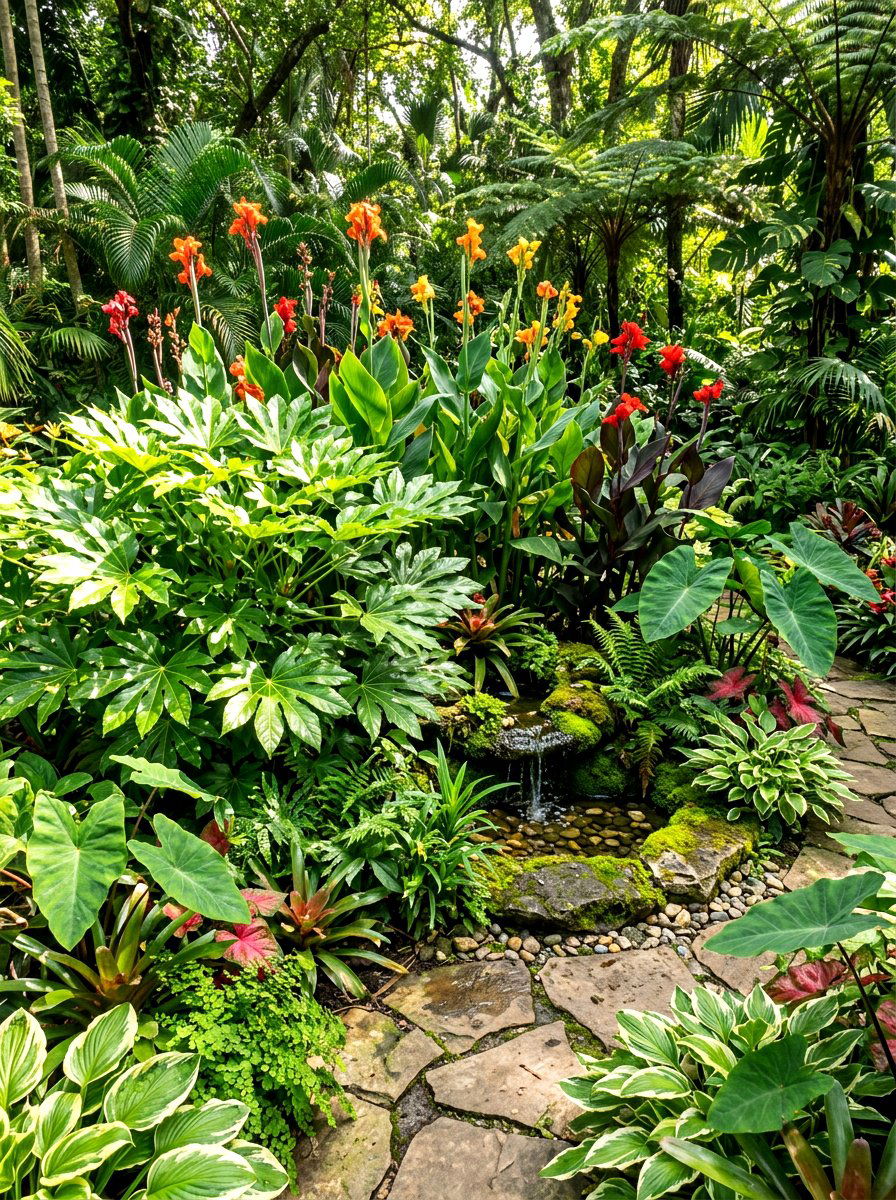 Tropical Shade - 30 shade flower bed ideas