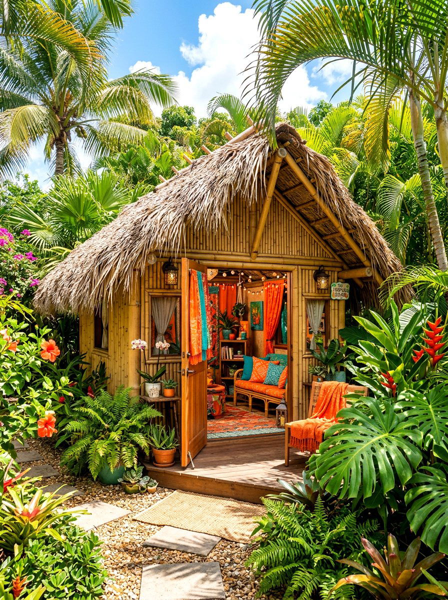 Tropical She Shed - 30 she shed backyard aesthetic ideas