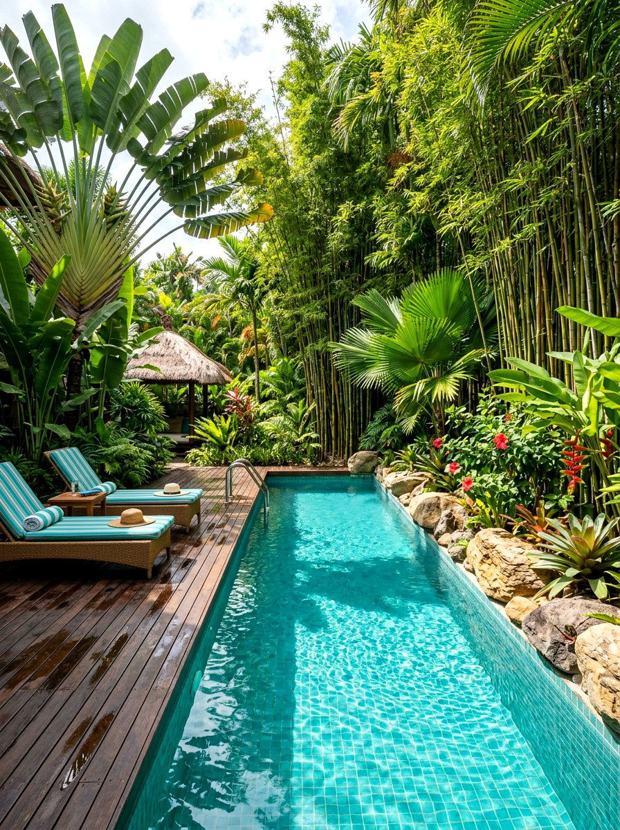 Tropical Side Pool - 30 narrow pool ideas