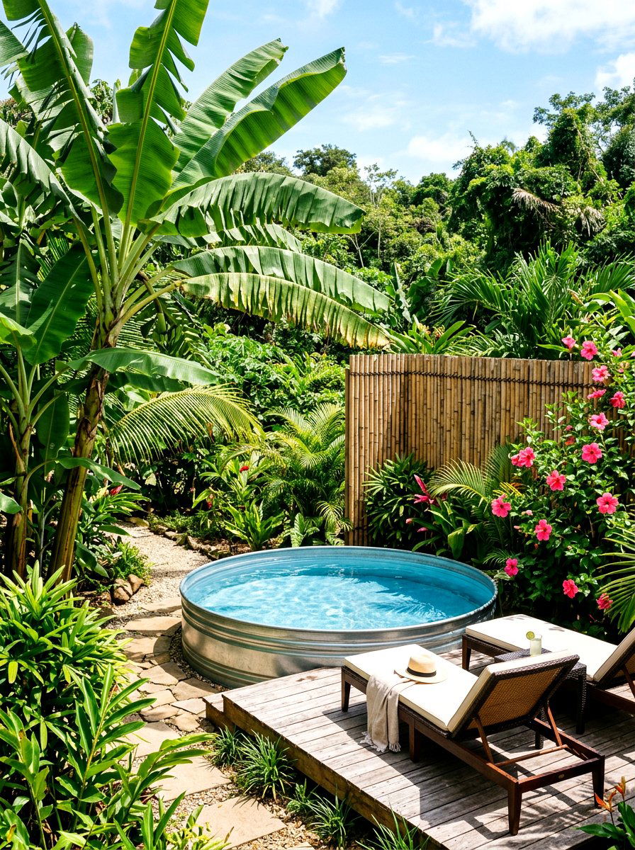 Tropical Stock Tank Pool - 30 stock tank pool ideas