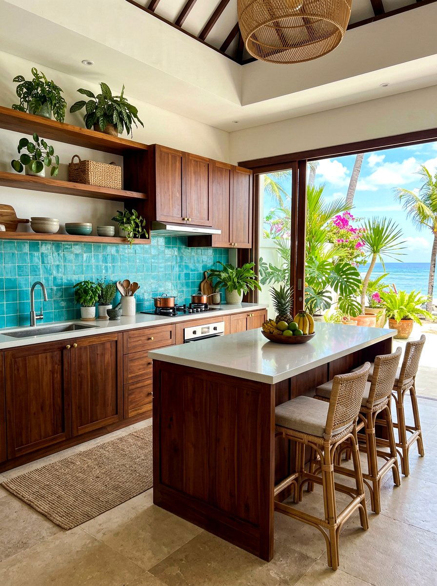 Tropical Style Coastal Kitchen - 30 coastal kitchen ideas