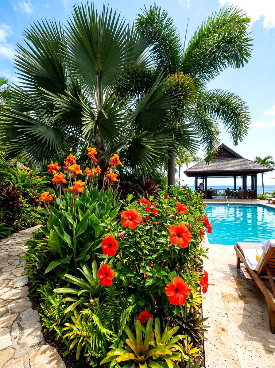 Tropical Style Garden Bed - 30 flower bed landscaping ideas