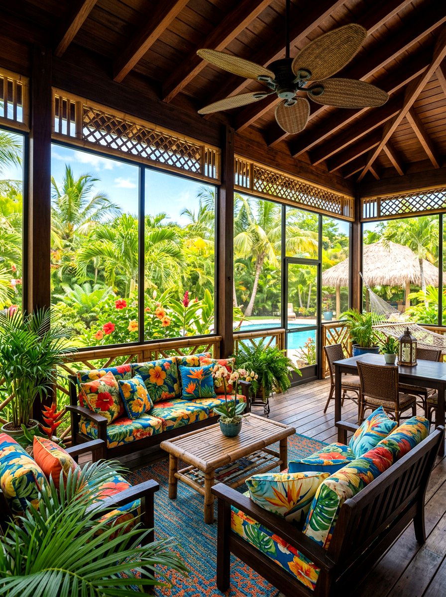 Tropical Style Screened Patio - 30 screened patio enclosure ideas