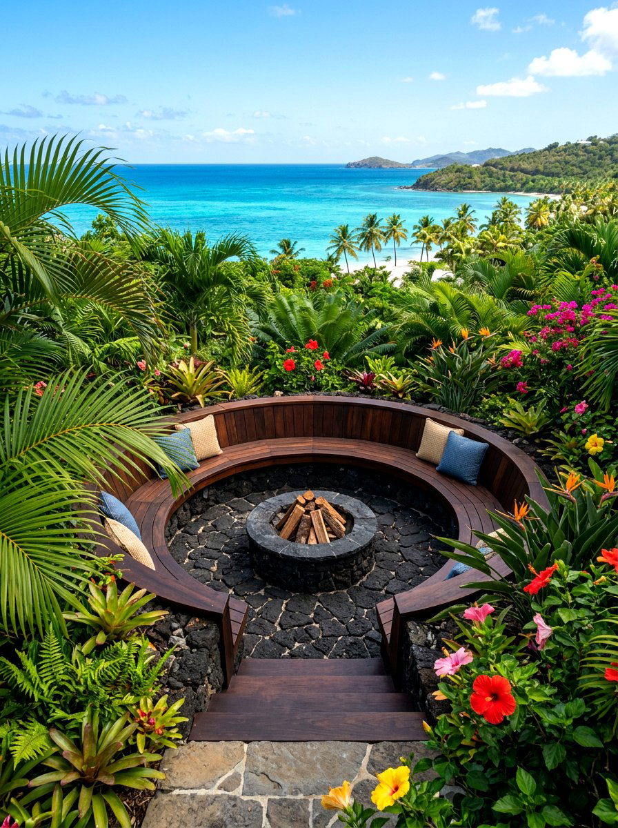 Tropical Sunken Fire Pit - 30 sunken fire pit ideas