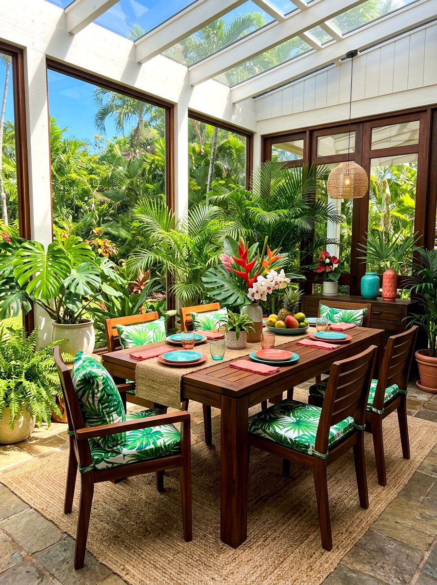 Tropical Sunroom Dining - 30 sunroom dining ideas