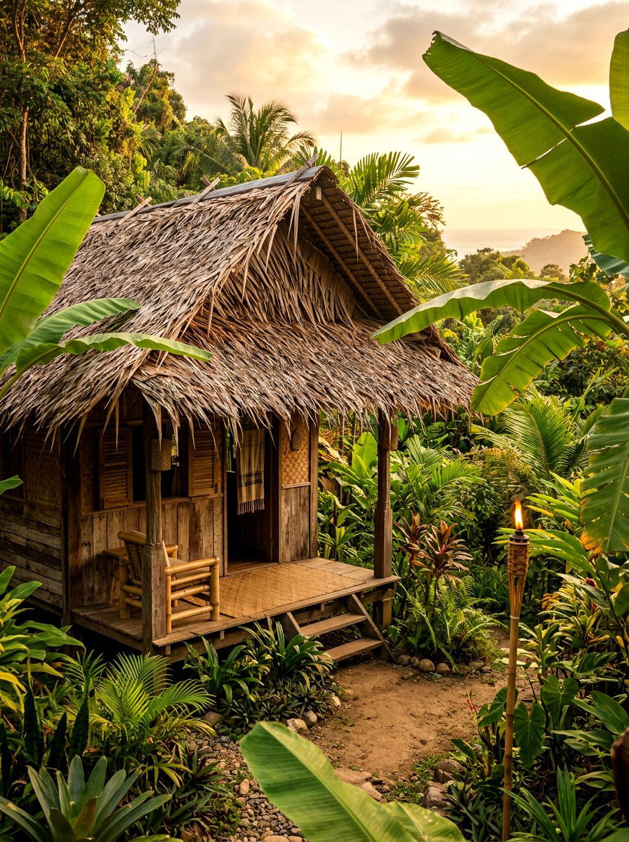 Tropical Thatch Hut - 30 outdoor changing room ideas