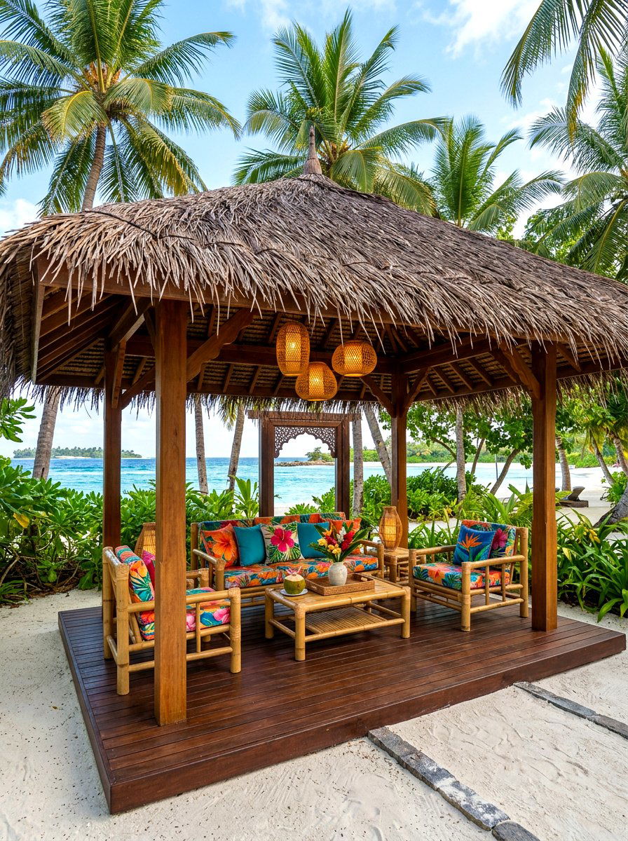 Tropical Thatch Look Gazebo - 30 hardtop gazebo ideas