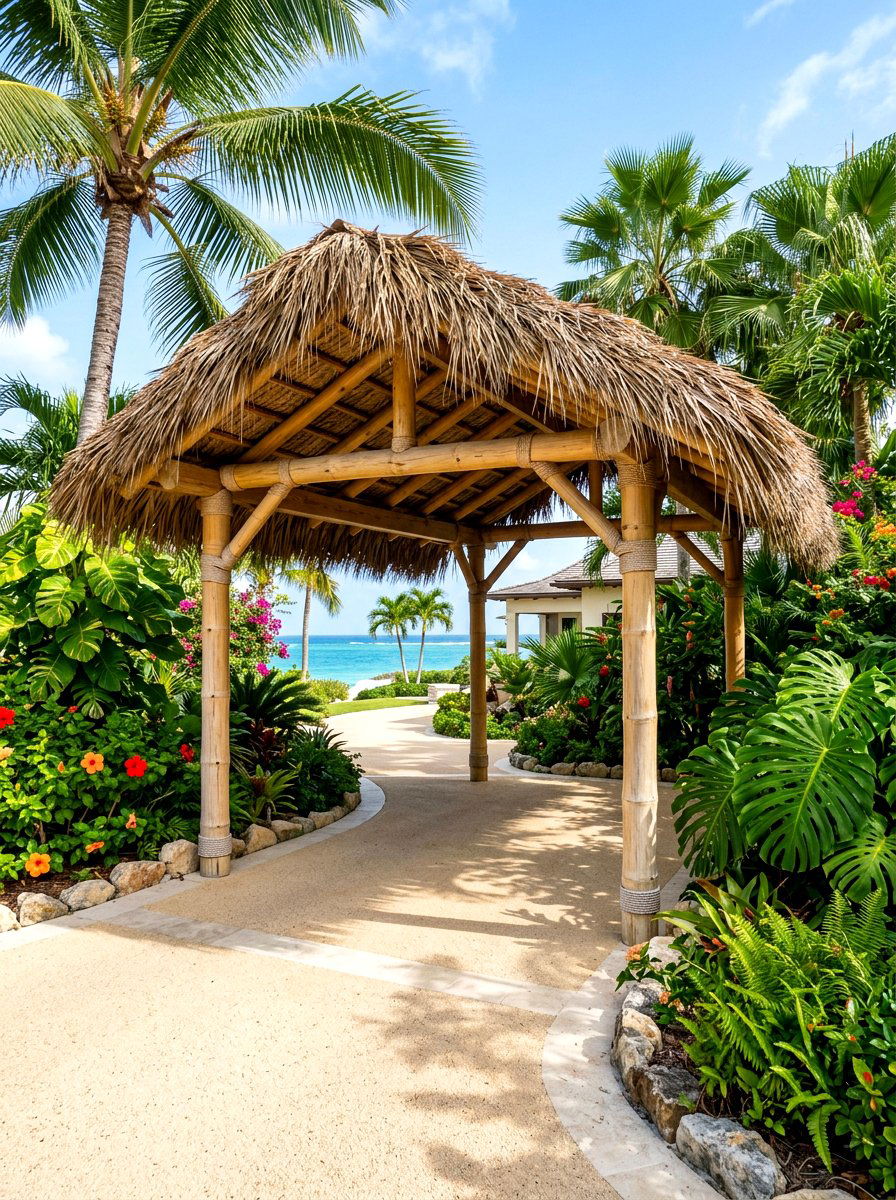 Tropical Thatch Pergola Carport - 30 pergola carport ideas