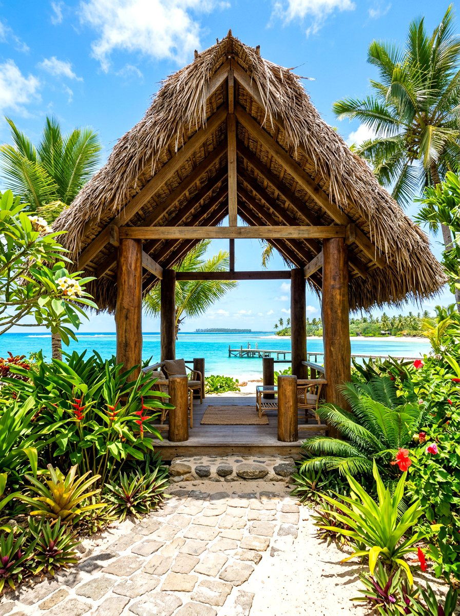 Tropical Thatch Roof Gazebo - 30 wooden gazebo ideas