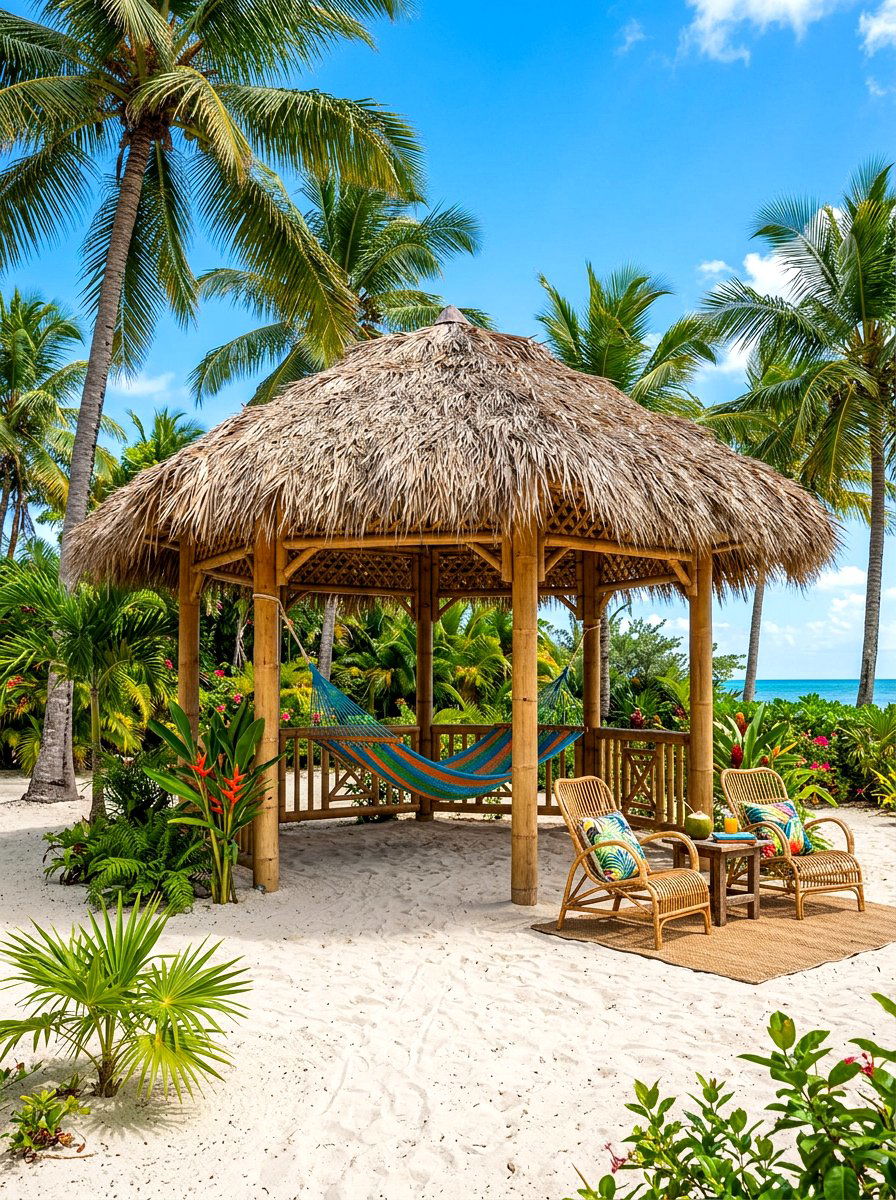 Tropical Thatched Roof Gazebo - 30 outdoor gazebo ideas