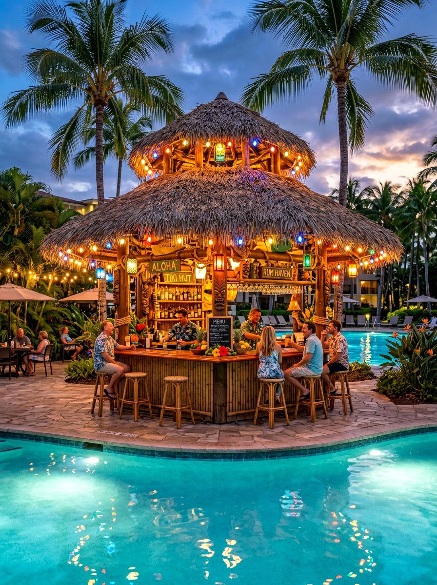 Tropical Tiki Bar Gazebo - 30 poolside gazebo ideas