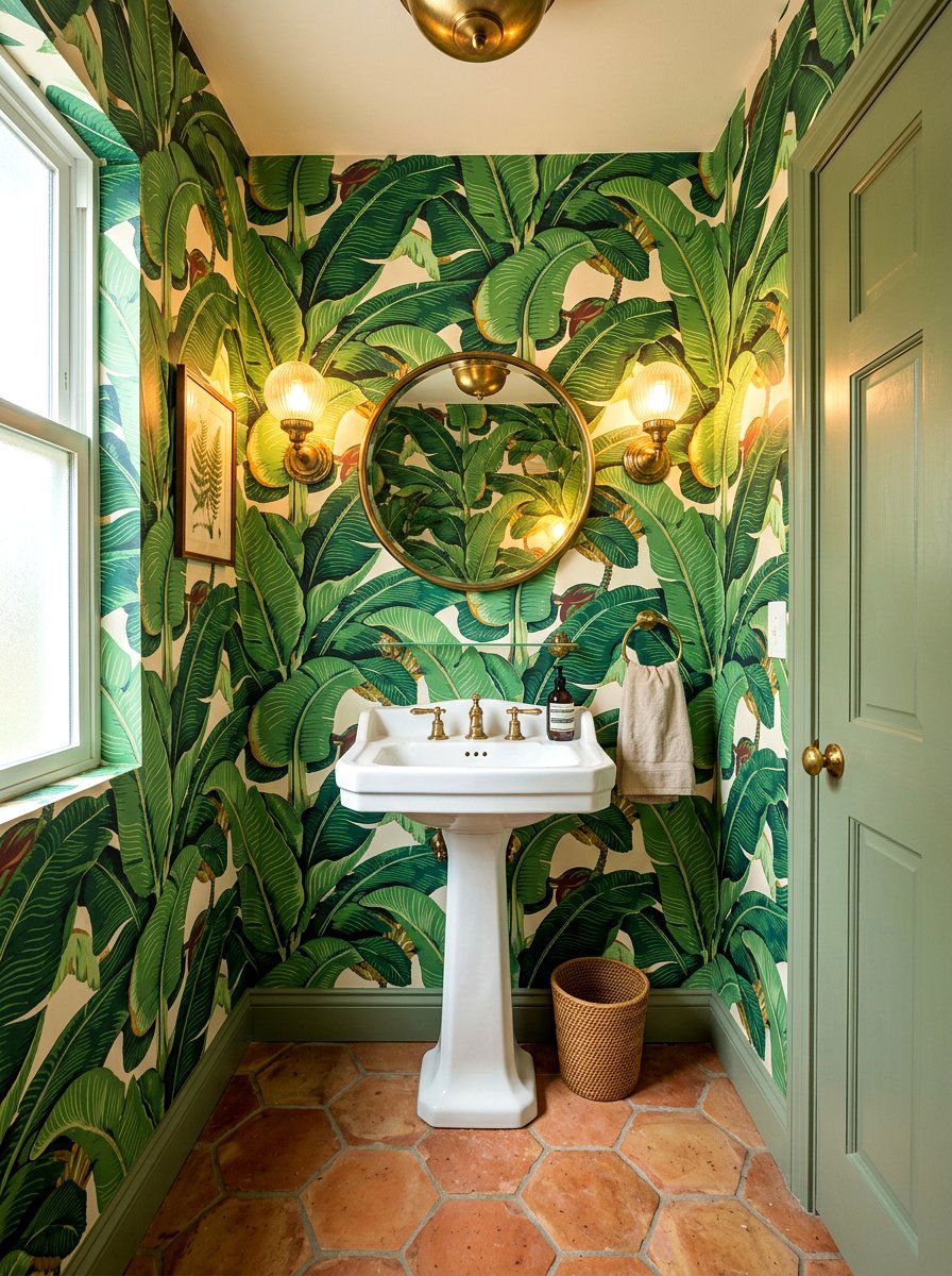 Tropical Wallpaper Bathroom - 30 bathroom jungle ideas