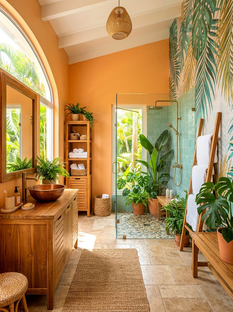 Tropical apricot bathroom - 30 apricot bathroom ideas