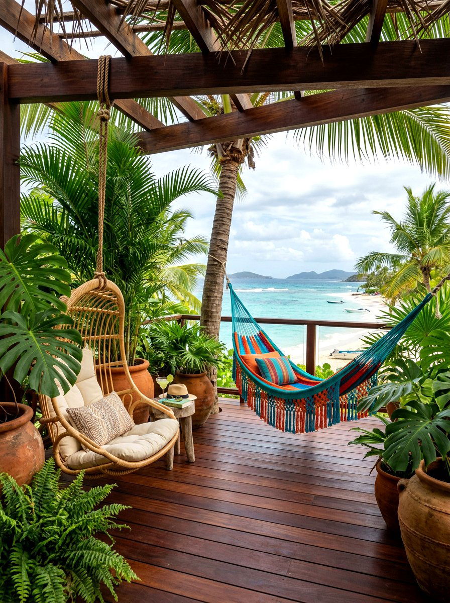 Tropical beach terrace - 30 beach house patio ideas