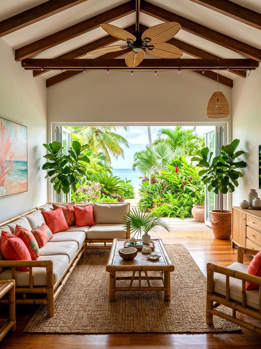 Tropical coastal living room - 30 coastal summer living room ideas
